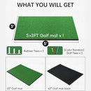 ORFELD Golf Hitting Mat, 5x3ft Home Golf Turf Practice Mat for Hitting, Chipping and Driving with 3 Rubber Tees