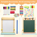 SaveJoy Kids Art Easel with Paper Roll，Double-Sided Adjustable Standing Drawing Board with Accessories for Toddlers