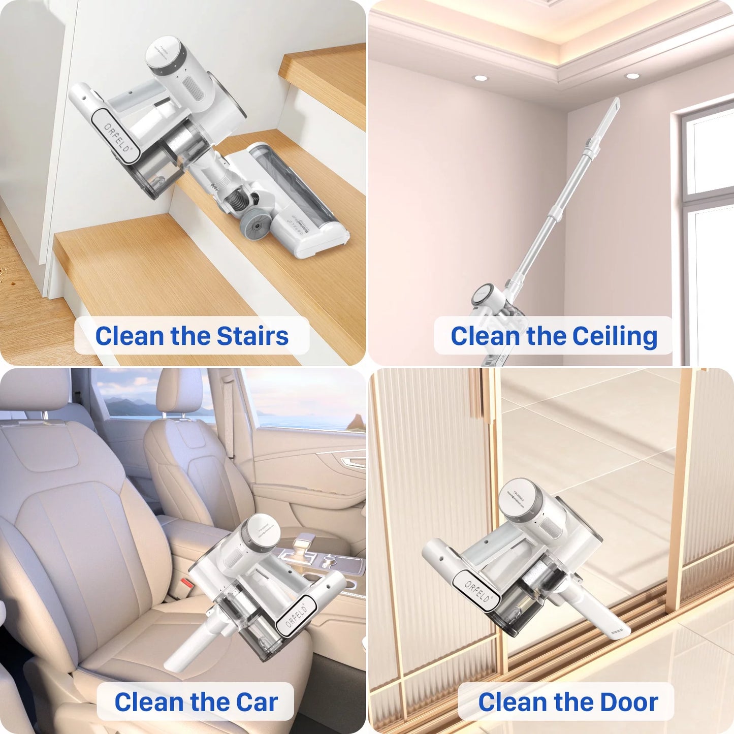 ORFELD Cordless Vacuum Cleaner, 20000Pa Stick Vacuum 2 in 1, Up to 50 Mins Runtime, with Dual Digital Motor for Deep Clean Whole House