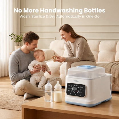 SaveJoy Baby Bottle Washer Sterilizer and Dryer, Automatic Bottle Cleaning Machine, Large Capacity for Baby Bottles, Breast Pump Parts and Pacifiers, 72H Storage