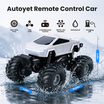 SaveJoy Cyber Remote Control Car with Charging Station, 1:20 4WD Amphibious RC Monster Truck, Waterproof Toy Gift for Boys 6-12
