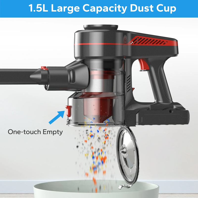ORFELD Cordless Vacuum Cleaner, 45KPA Powerful Vacuum Cleaners for Home, Stick Vacuum Cordless with Anti-Tangle Roller Brush for Carpet,Hardwood Floor,Pet Hair,A16 Red