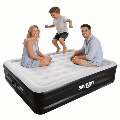 SaveJoy Queen Air Mattress with Built-in Pump, 18" Elevated Blow Up Bed for Home & Overnight Guests, Inflatable Mattress 2-Person Blow Up Air Bed with Flocked Top