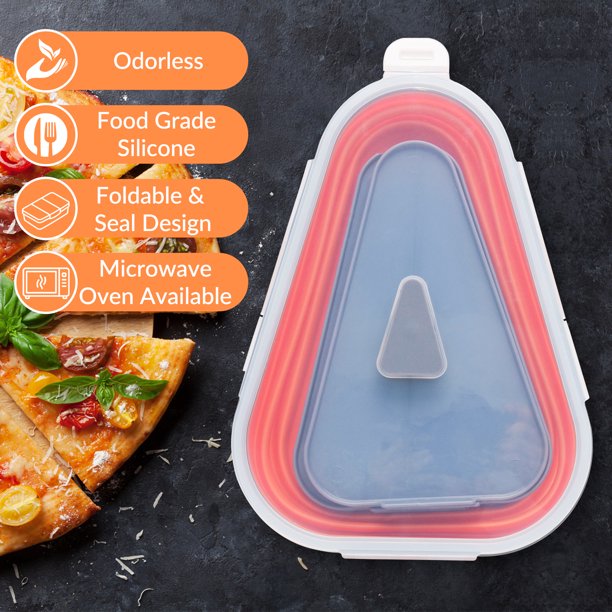 Pizza Pack The Reusable Pizza Storage Container with 5 Microwavable Serving Trays - BPA-Free Adjustable Pizza Slice Container to Organize & Save Space