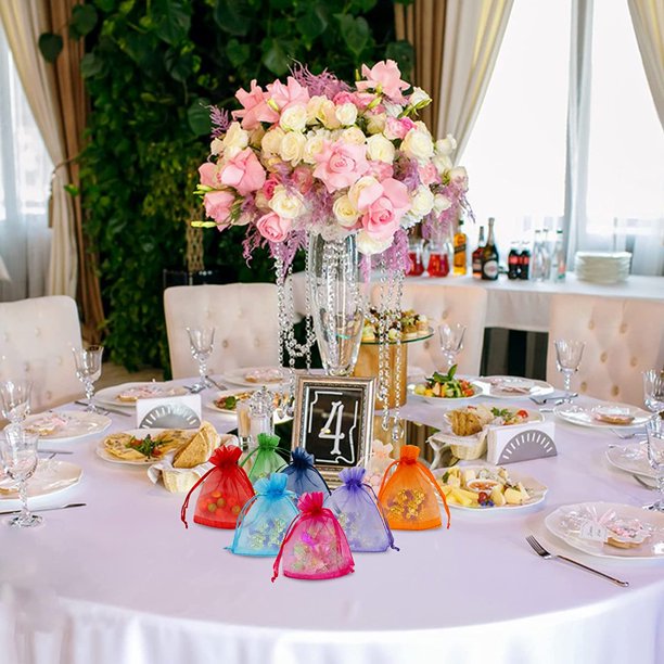 100PCS Organza Bags, 4x6 Inch Drawstring Gift Bags, Favor Bags, Mesh Sheer Gift Bags Set, Jewelry Organza Bags for Birthday, Thanksgiving, Christmas, Wedding Party, Baby Shower(Mulit Color)