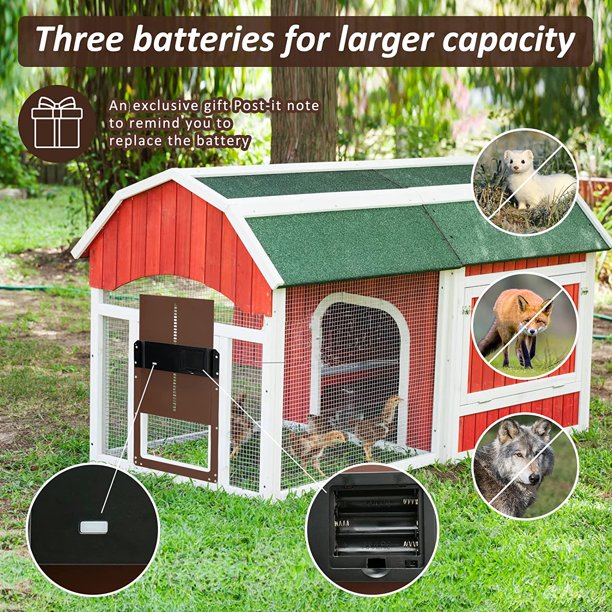 Automatic Chicken Coop Door, Light Sensor Chicken Coop Door for All Coops, Sensitive Lifting, Weatherproof for Outdoor and Indoor