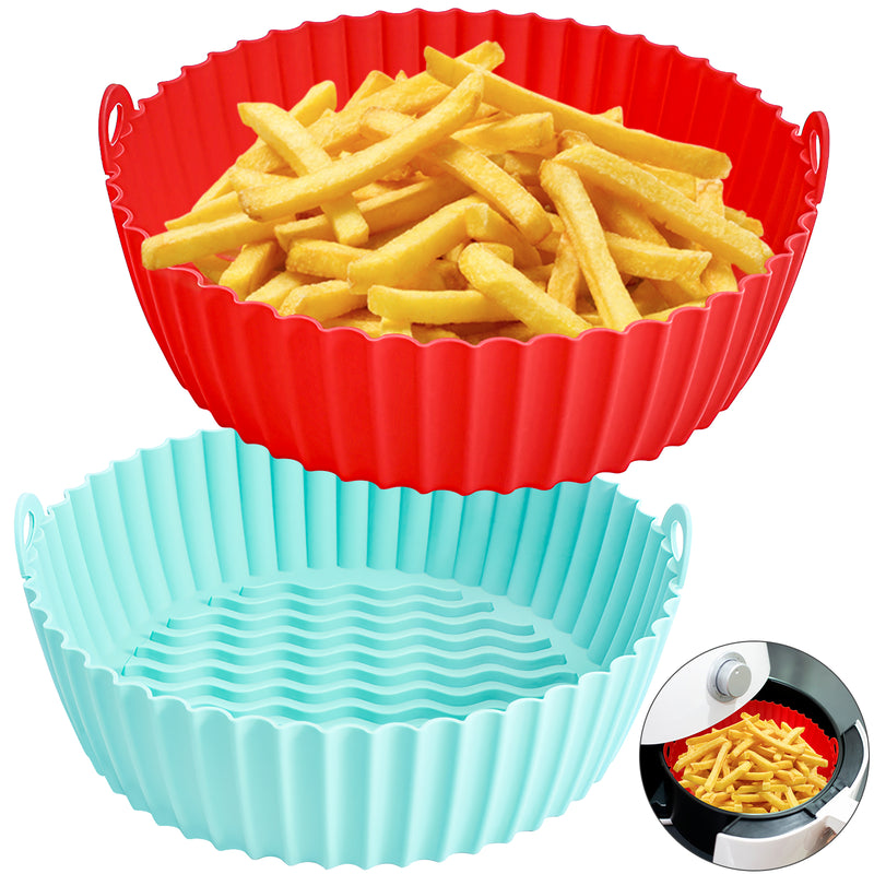 Air Fryer Silicone Pot, CAUTUM 2 Pack Reusable Baking Basket Kitchen Airfryer Liners