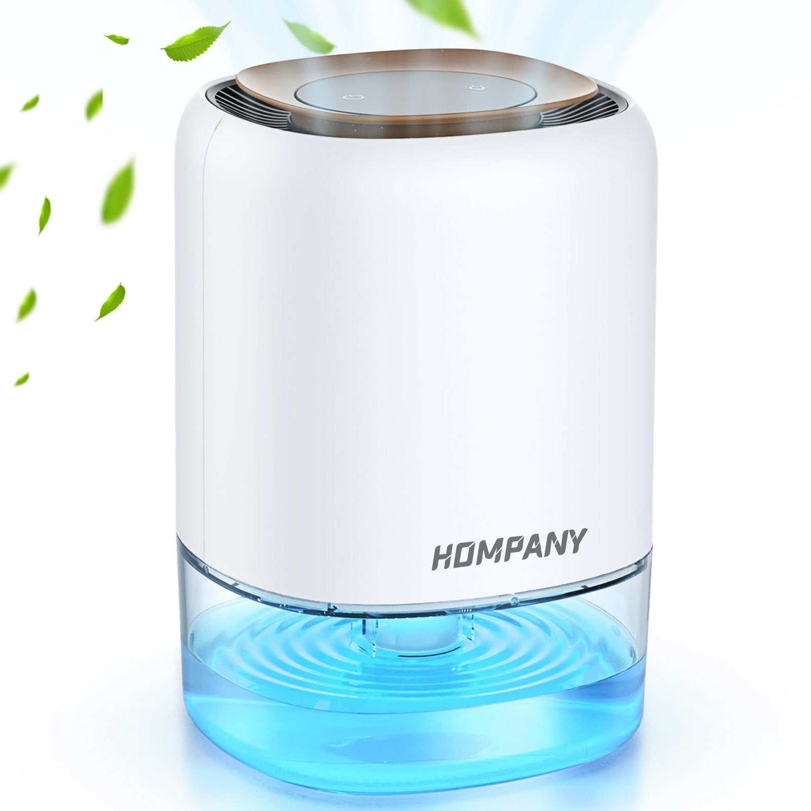HOMPANY Dehumidifier, 37oz 1100ml, 2200 Cubic feet 240sq ft with 7 Colors LED Light and Auto Shut off, for Bathroom, Bedroom, Closet