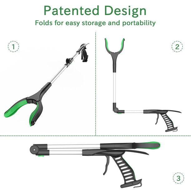 ORFELD 32" Foldable Trash Picker Grabber, 90° Rotating Arm Extended Reacher with Shoehorn