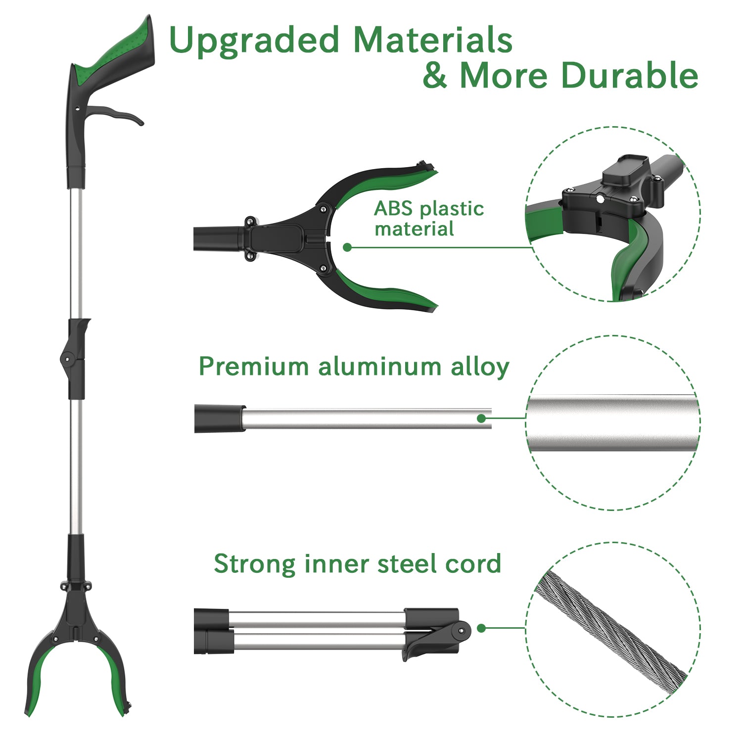 ORFELD Reacher Grabber Tool, 32" Foldable Claw Grabber with Light, Arm Extension
