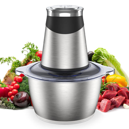 ORFELD Meat Grinder Electric, 8 Cup Stainless Steel Bowl Food Processor, 2 Speeds Meat Chopper for Beef Vegetables Fruits Nuts, 4 Sharp Blades, 300W, Kitchen Gift for Salad Lovers