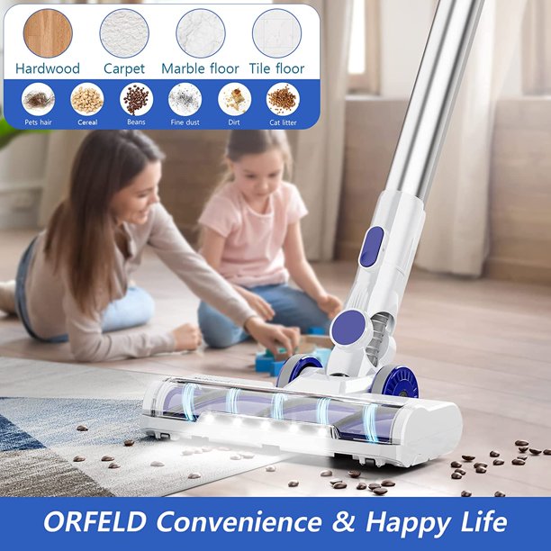 ORFELD Cordless Vacuum Cleaner, 6-in-1 24000Pa Suction Rechargable Lightweight Stick Vacuum Cleaner for Hard Floor Carpet Hair