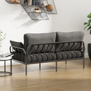 Metal Frame Fabric Sofa Couch, 71inch HOMPANY 3 Seater Modern Loveseats, Dark Gray