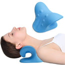 Neck and Shoulder Relaxer, Cervical Traction Device Neck Stretcher for TMJ Pain Relief, Chiropractic Pillow Blue