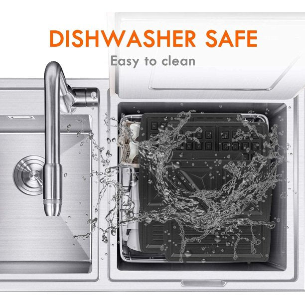 ORFELD Sandwich Maker, Panini Press Grill, 750 Watt 3 In 1 Detachable Non-Stick Coating with Led Indicator Lights