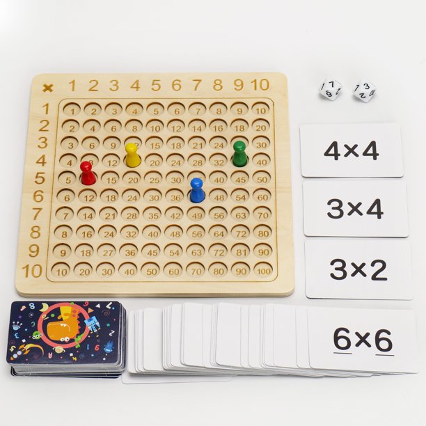 Multiplication Board Game, Montessori Wooden Math Learning Board Games for Kids, Interactive Math Games Educational Counting Toy for Children