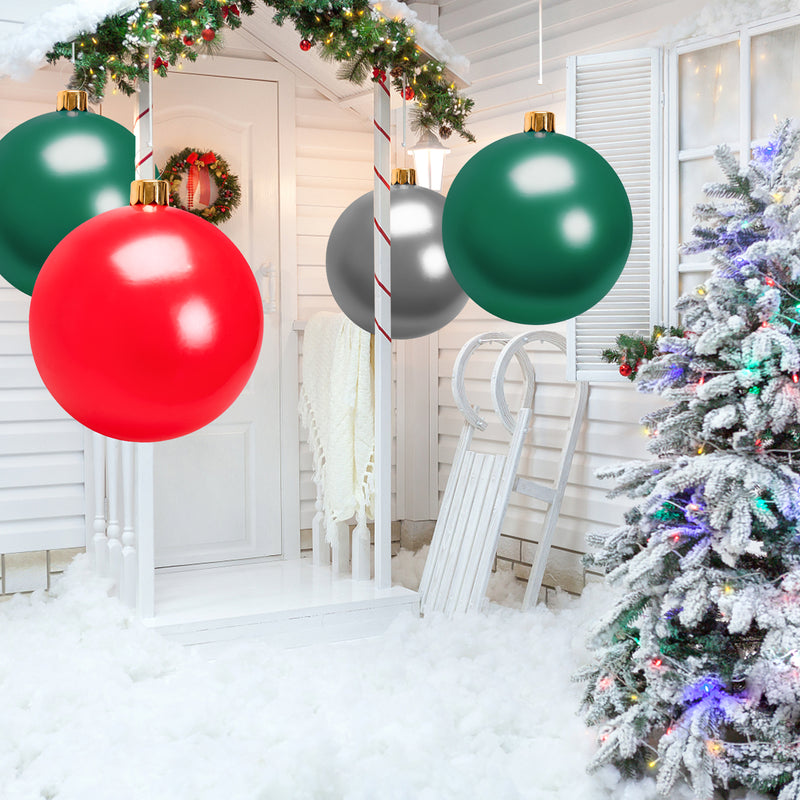 Christmas Inflatable Balloon, 30" CAUTUM Oversize PVC Christmas Ornaments Outdoor Decoration Silver