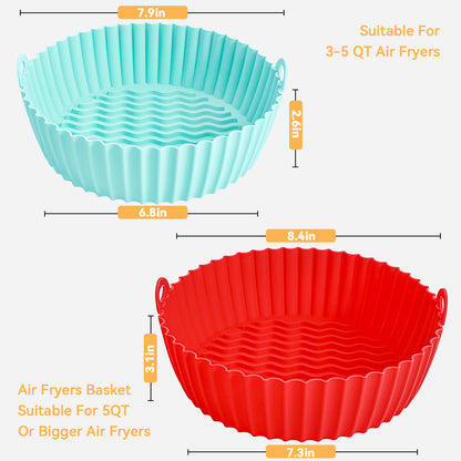 Air Fryer Silicone Pot, CAUTUM 2 Pack Reusable Baking Basket Kitchen Airfryer Liners