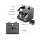 ORFELD Money Counter Machine, UV/MG/IR/DD Counterfeit Detection Vertical Bill Counter, Fixed Denomination Value Counting Sorter, Add and Batch, Large LCD Display, 1200pcs/min