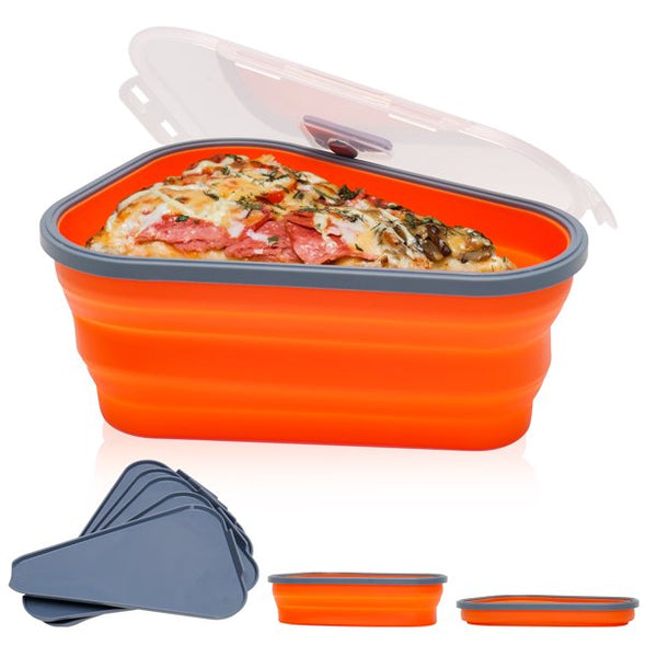 Pizza Slice Storage Leftover Container Expandable Reusable w/ 5