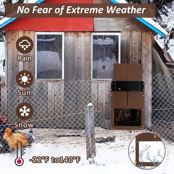 Automatic Chicken Coop Door, Light Sensor Chicken Coop Door for All Coops, Sensitive Lifting, Weatherproof for Outdoor and Indoor