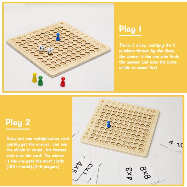 Multiplication Board Game, Montessori Wooden Math Learning Board Games for Kids, Interactive Math Games Educational Counting Toy for Children