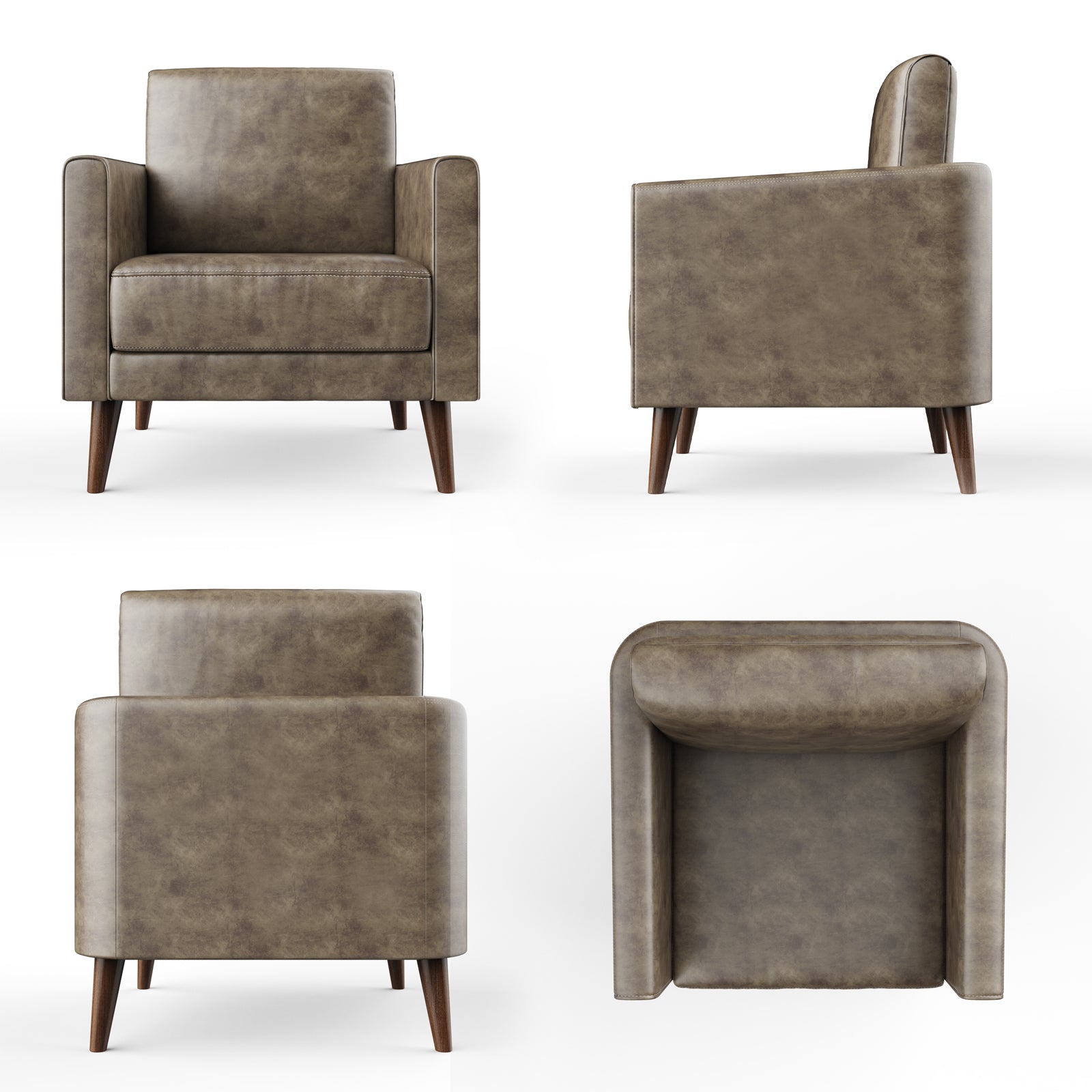 Accent Chair, HOMPANY PU Leather Armchair for Living Room, Bedroom, Bronze