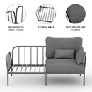 3-Seater Fabric Sofa, HOMPANY Metal Frame Modern Stylish Upholstered Loveseats, Light Gray