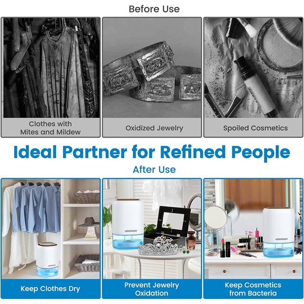 HOMPANY Dehumidifier, 38oz 1100ml Dehumidifiers, 2200 Cubic feet 240sq ft Dehumidifier with 7 Colors LED Light and Auto Shut-off for Basements, Bathroom, Bedroom