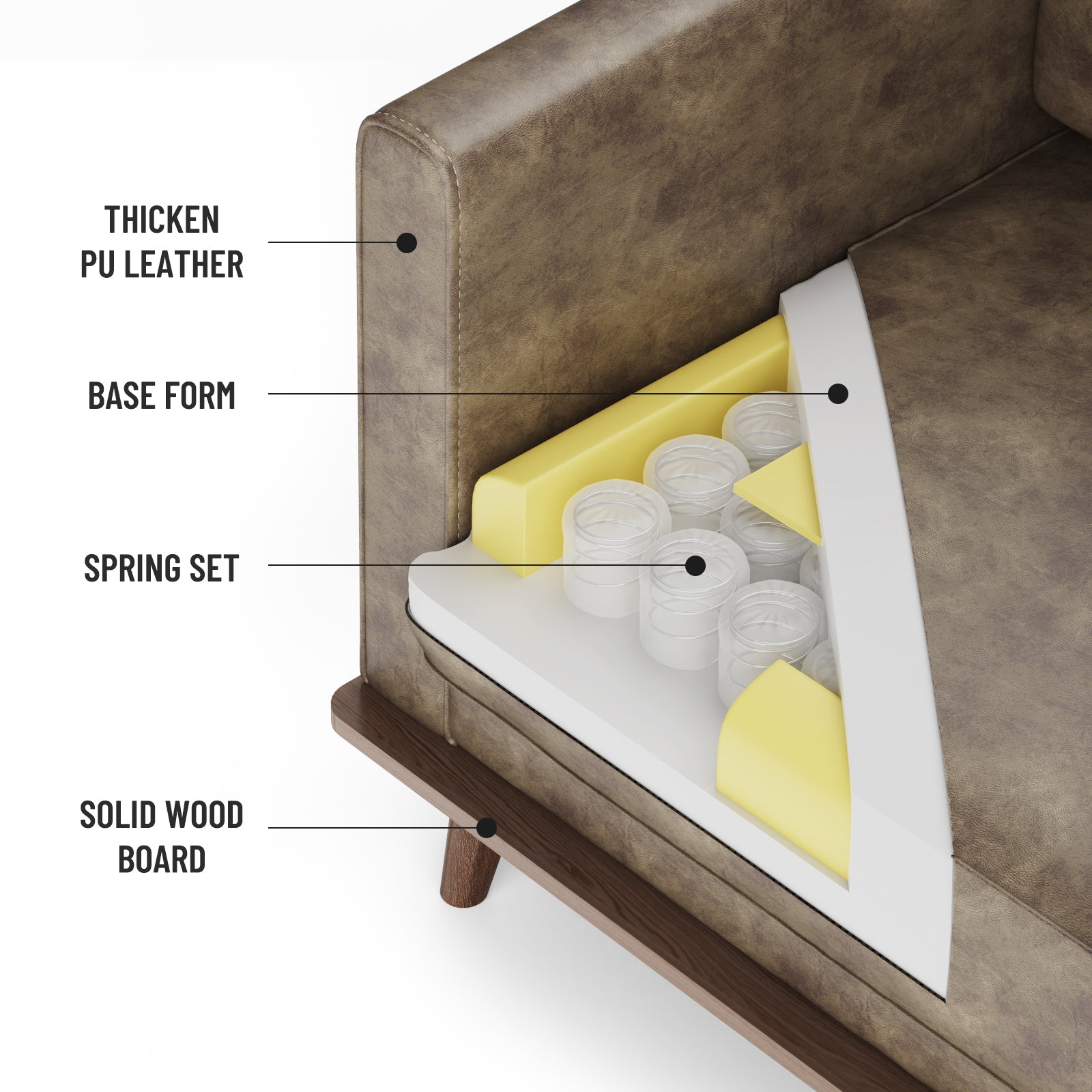 Accent Chair, HOMPANY PU Leather Armchair for Living Room, Bedroom, Bronze