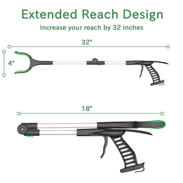 Reacher Grabber Pickup Tool, ORFELD 32" Foldable Arm Extension Grabber with Shoe Horn, Trash Picker, Ideal for the Elderly and Disabled People