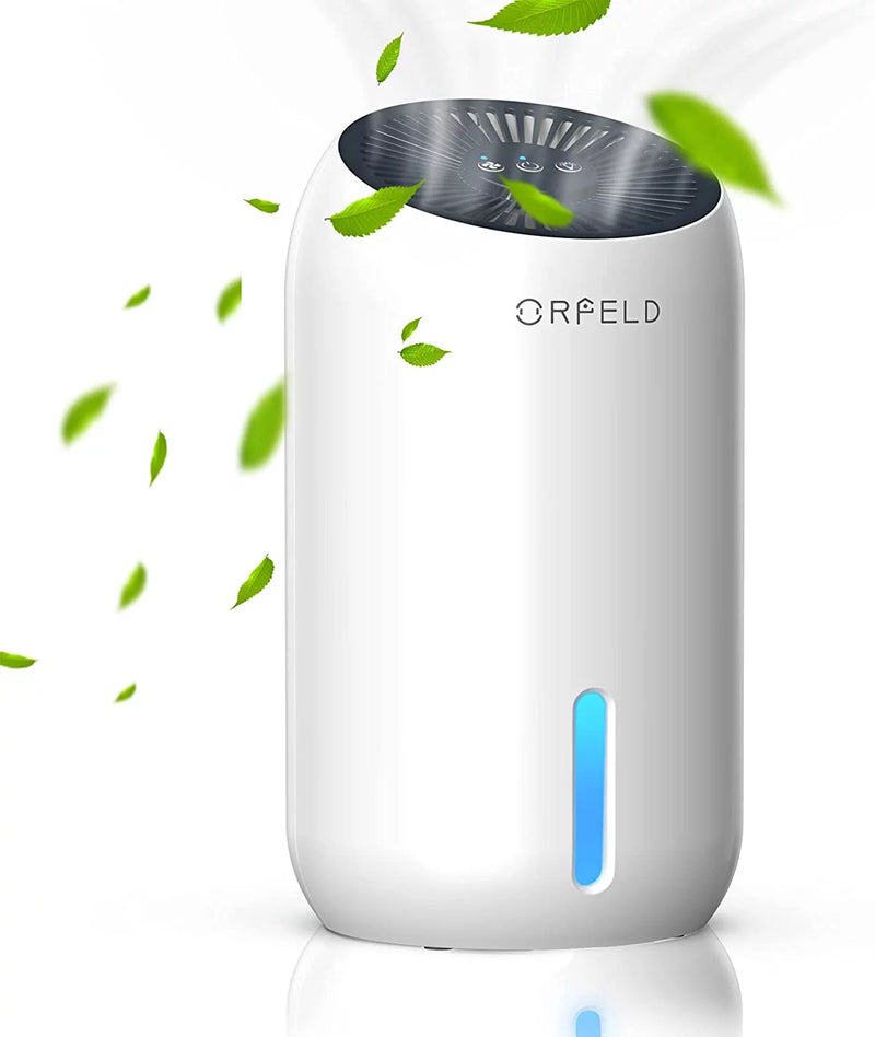 ORFELD Dehumidifier, 58oz 1650ml Dehumidifiers, 5500 Cubic feet 580 Sq. ft Dehumidifier with Overflow Protection 7 Colors LED Light for Basements, Bathroom, Bedroom