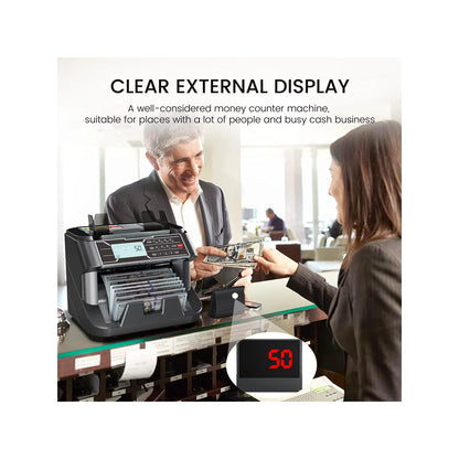 ORFELD Money Counter Machine, UV/MG/IR/DD Counterfeit Detection Vertical Bill Counter, Fixed Denomination Value Counting Sorter, Add and Batch, Large LCD Display, 1200pcs/min