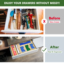 CAUTUM Bamboo Plastic Wrap Dispenser, 6 in 1 Food Bag Sorting Box, Storage Organizer for Kitchen Drawer