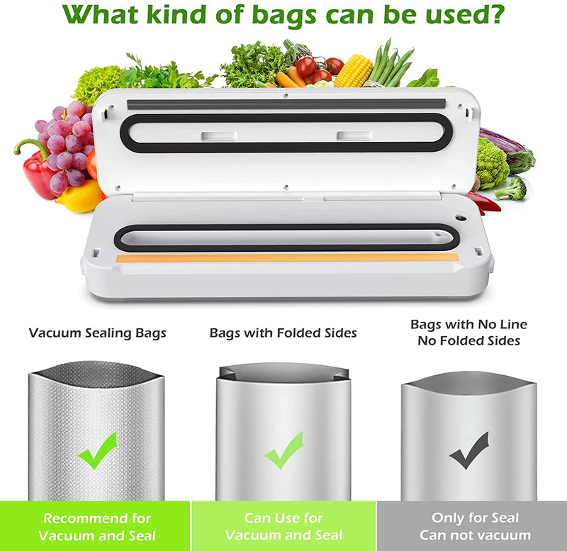 Vacuum Sealer Machine with 15 Sealed Bags & Hose Suction, Compact
