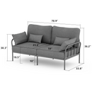 3-Seater Fabric Sofa, HOMPANY Metal Frame Modern Stylish Upholstered Loveseats, Light Gray