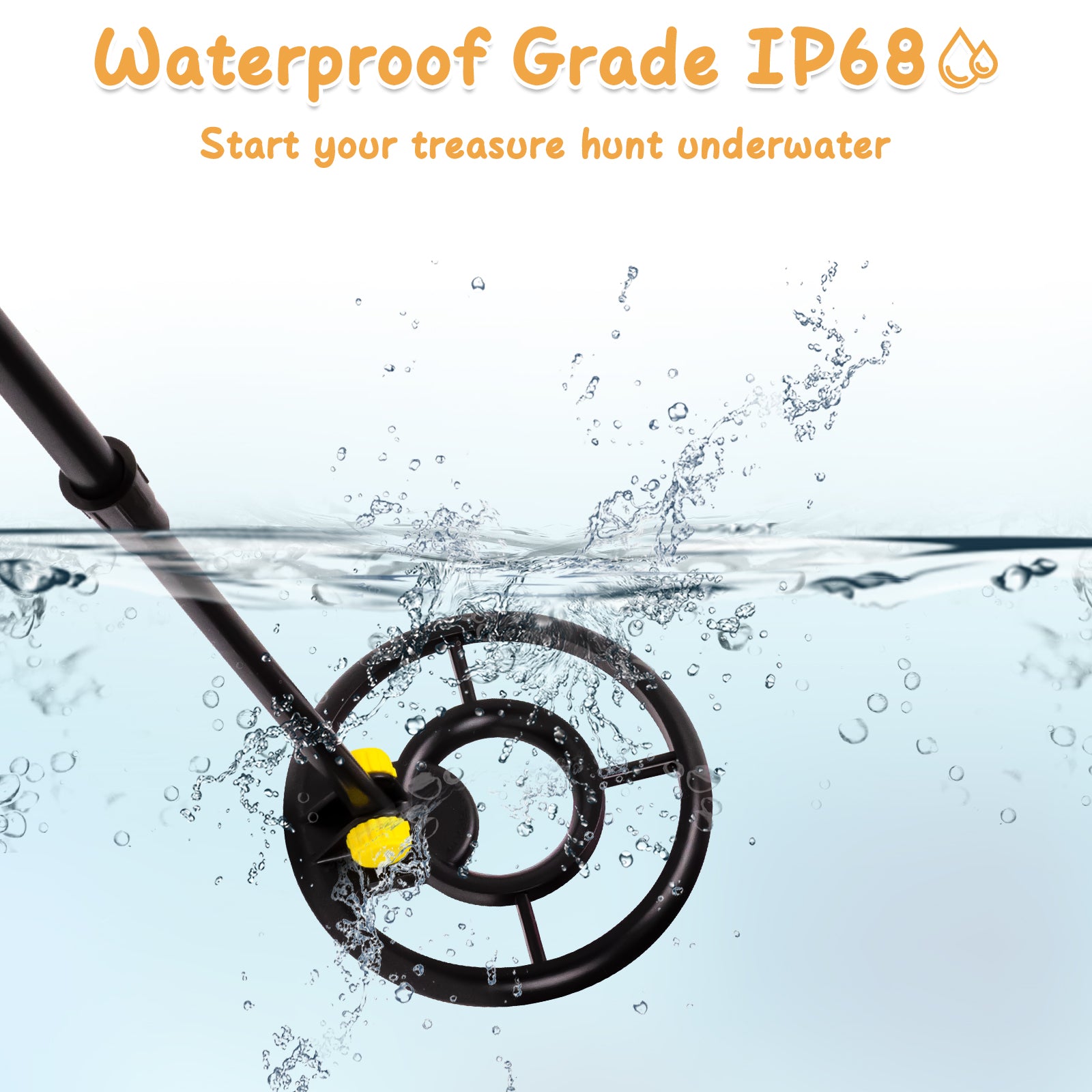 Metal Detector for Kids, CAUTUM Waterproof Search Coil 28" to 35" Adjustable Lightweight Metal Detector, Yellow