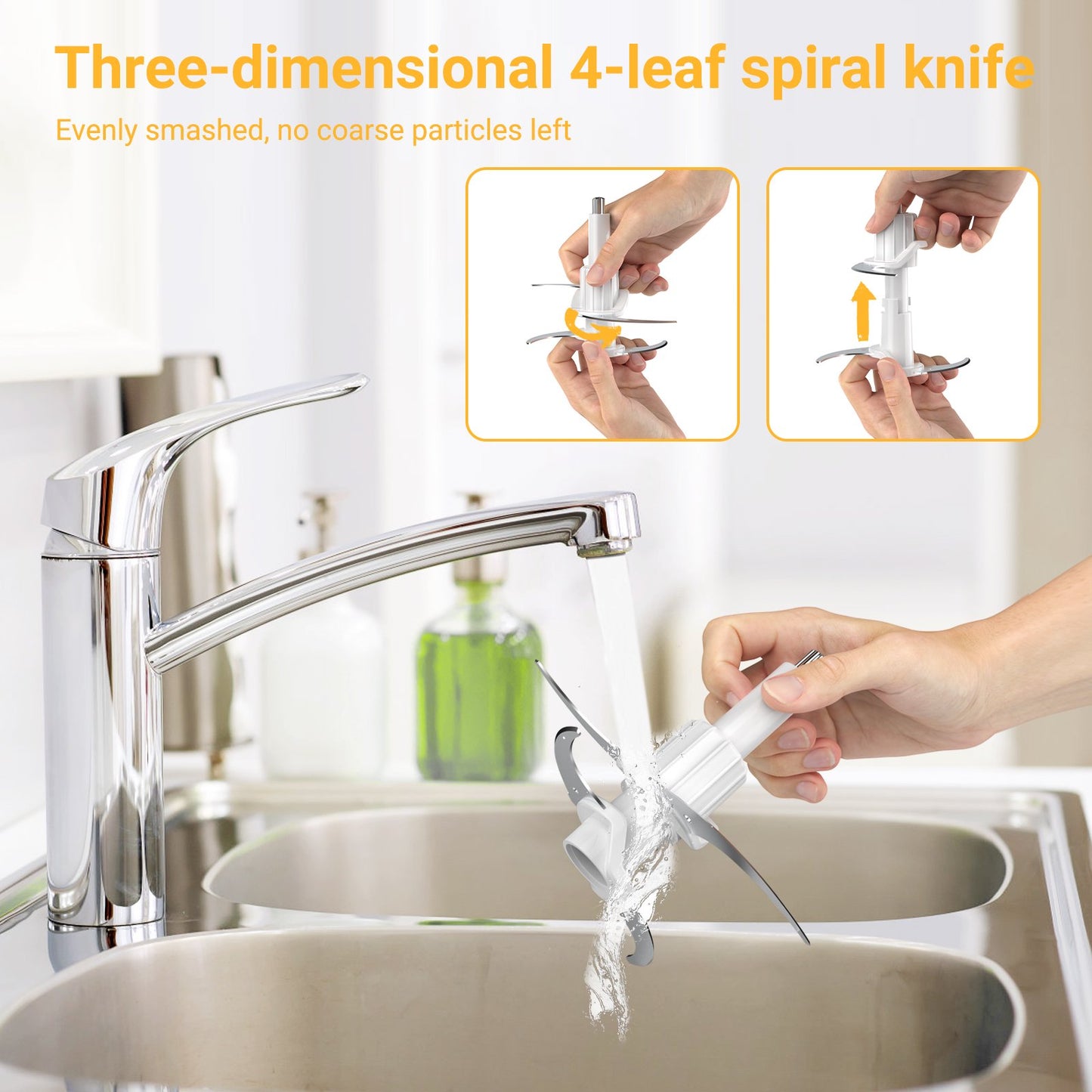 ORFELD Meat Grinder Electric, 8 Cup Stainless Steel Bowl Food Processor, 2 Speeds Meat Chopper for Beef Vegetables Fruits Nuts, 4 Sharp Blades, 300W, Kitchen Gift for Salad Lovers