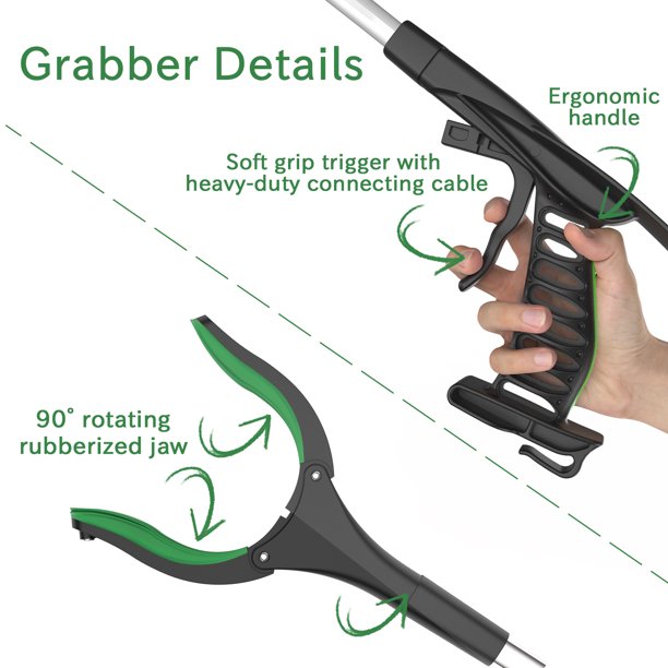 Grabber Tool, ORFELD 32" Foldable Reacher Lightweight Extra Long Trash Claw Grabber, Arm Extension Litter Picker with Shoe Horn