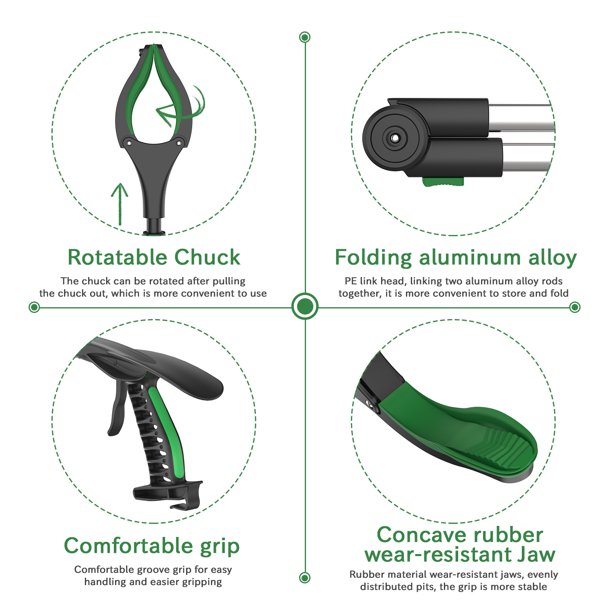 Grabber Tool, ORFELD 32" Foldable Reacher Lightweight Extra Long Trash Claw Grabber, Arm Extension Litter Picker with Shoe Horn