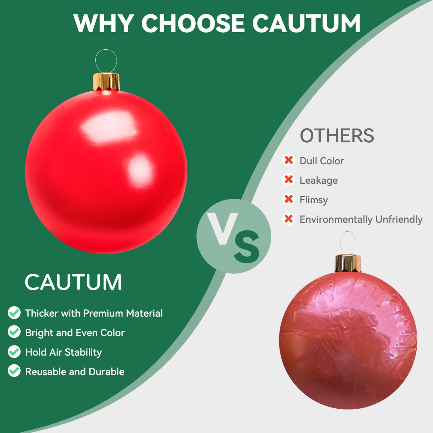 Christmas Inflatable Balloon, 30" CAUTUM Oversize PVC Christmas Ornaments Outdoor Decoration Silver