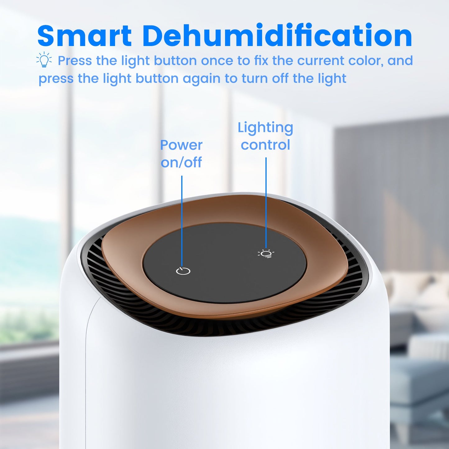 HOMPANY Dehumidifier, 37oz 1100ml, 2200 Cubic feet 240sq ft with 7 Colors LED Light and Auto Shut off, for Bathroom, Bedroom, Closet