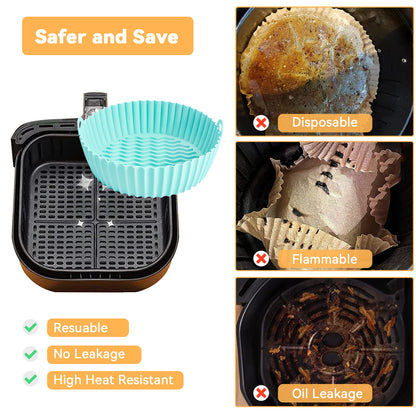 Air Fryer Silicone Pot, CAUTUM 2 Pack Reusable Baking Basket Kitchen Airfryer Liners