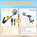 Metal Detector for Kids, CAUTUM Waterproof Search Coil 28" to 35" Adjustable Lightweight Metal Detector, Yellow