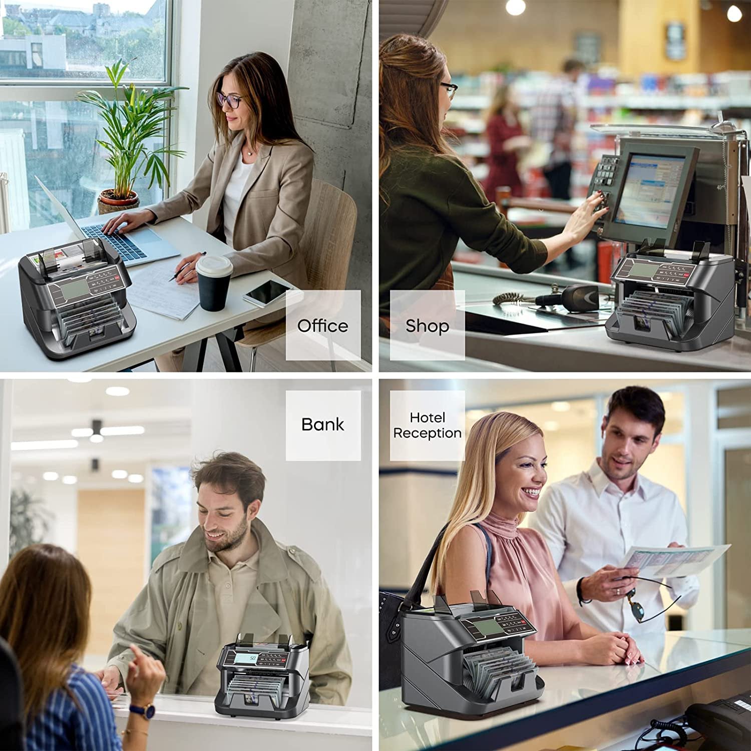 ORFELD Money Counter Machine, UV/MG/IR/DD Counterfeit Detection Vertical Bill Counter, Fixed Denomination Value Counting Sorter, Add and Batch, Large LCD Display, 1200pcs/min