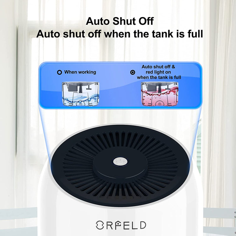 ORFELD Dehumidifier Combo, 30oz 860ml Dehumidifiers, 2200 Cubic Feet 240 Sq. Ft Portable Quiet Dehumidifier with 7 Colors LED Light for Basements, Bathroom, Bedroom