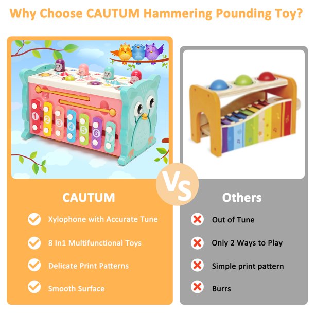 Plastic 8 in 1 Hammering Pounding Toy, Fishing Game for Kids, Montessori Educational Toys for 1 2 3 Year Old Toddler Activities Toy
