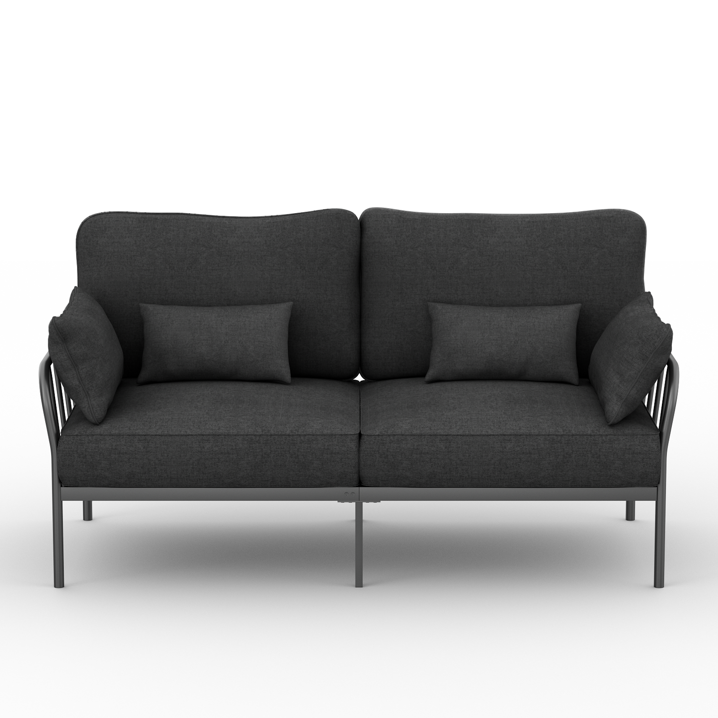 Metal Frame Fabric Sofa Couch, 71inch HOMPANY 3 Seater Modern Loveseats, Dark Gray