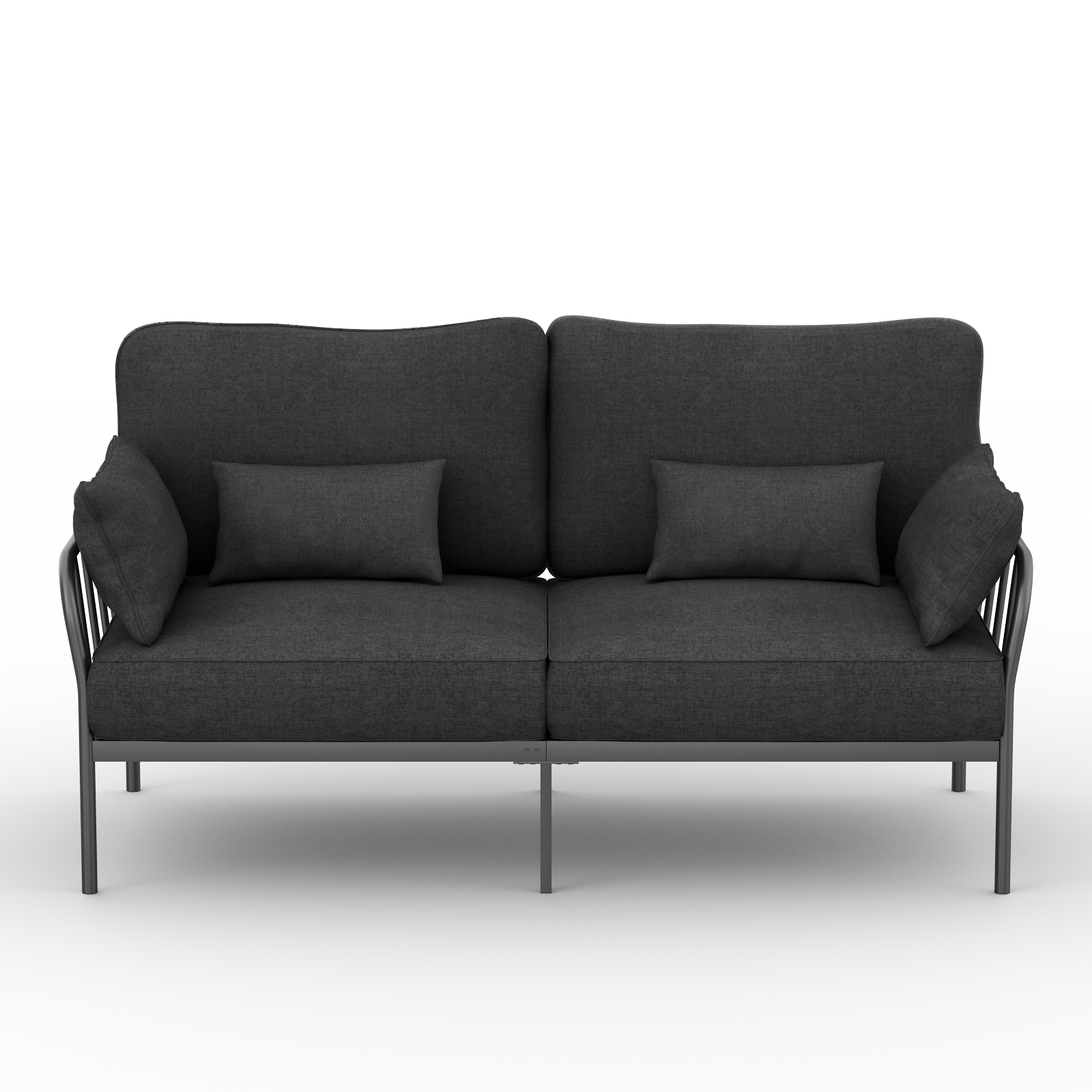 Metal Frame Fabric Sofa Couch, 71inch HOMPANY 3 Seater Modern Loveseats, Dark Gray