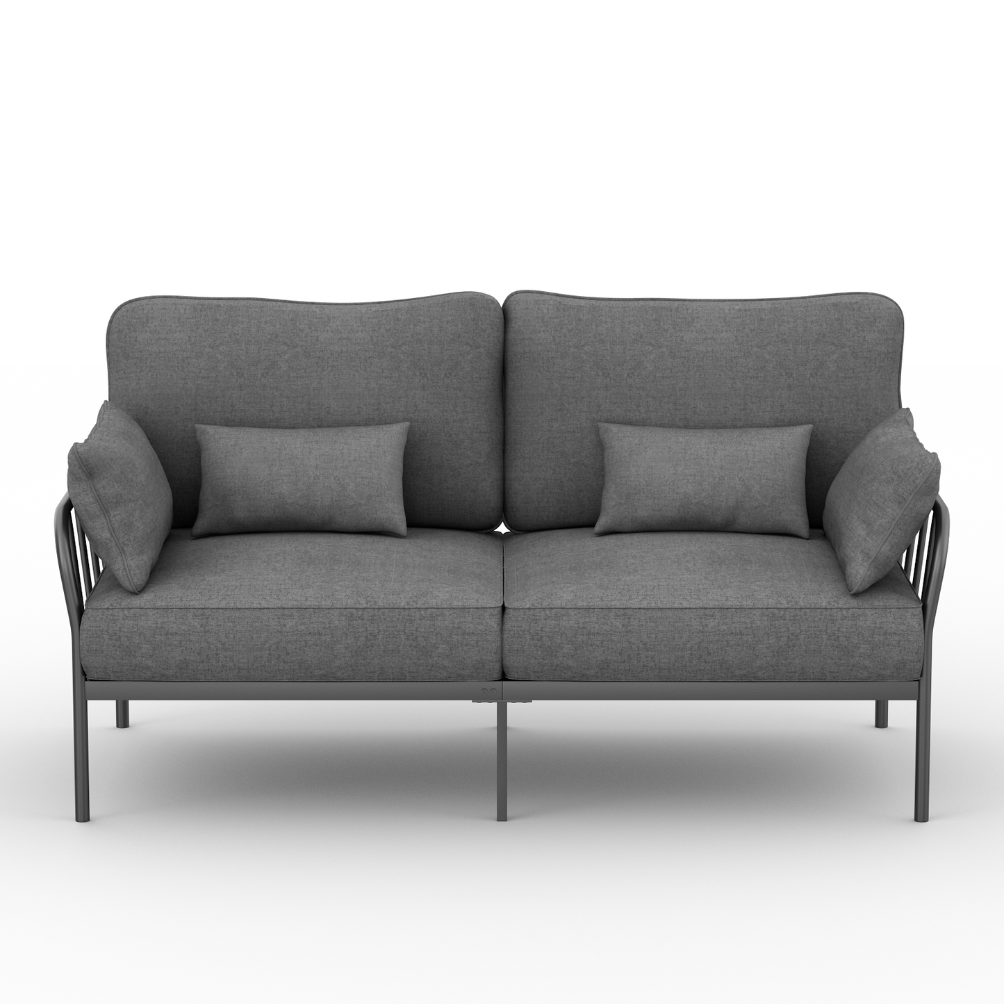 3-Seater Fabric Sofa, HOMPANY Metal Frame Modern Stylish Upholstered Loveseats, Light Gray